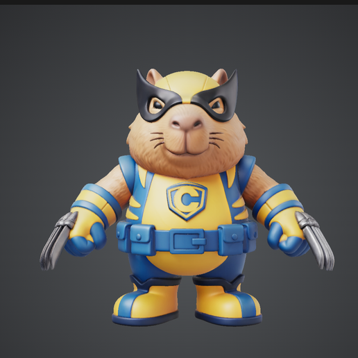 Clawed Mutant Capybara Mashup: Chibi Art Toy Parody