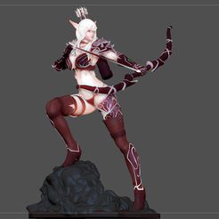 41.jpg STL file SYLVANAS WINDRUNNER warcraft wow female dark elf SEXY girl archer 3D print model・3D print design to download