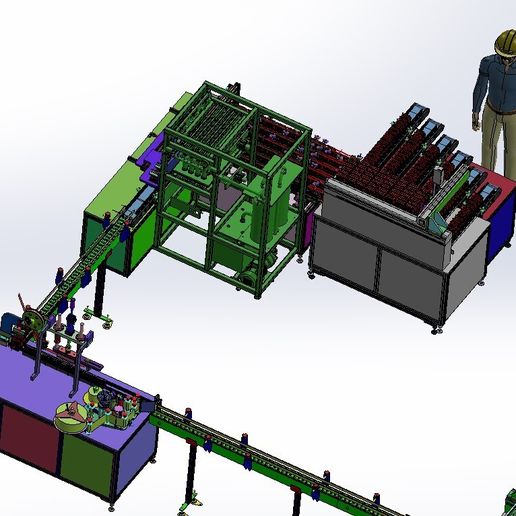 🍾 3D CAD Model Bottle Carton Packing Line with Robotic Sorting ...