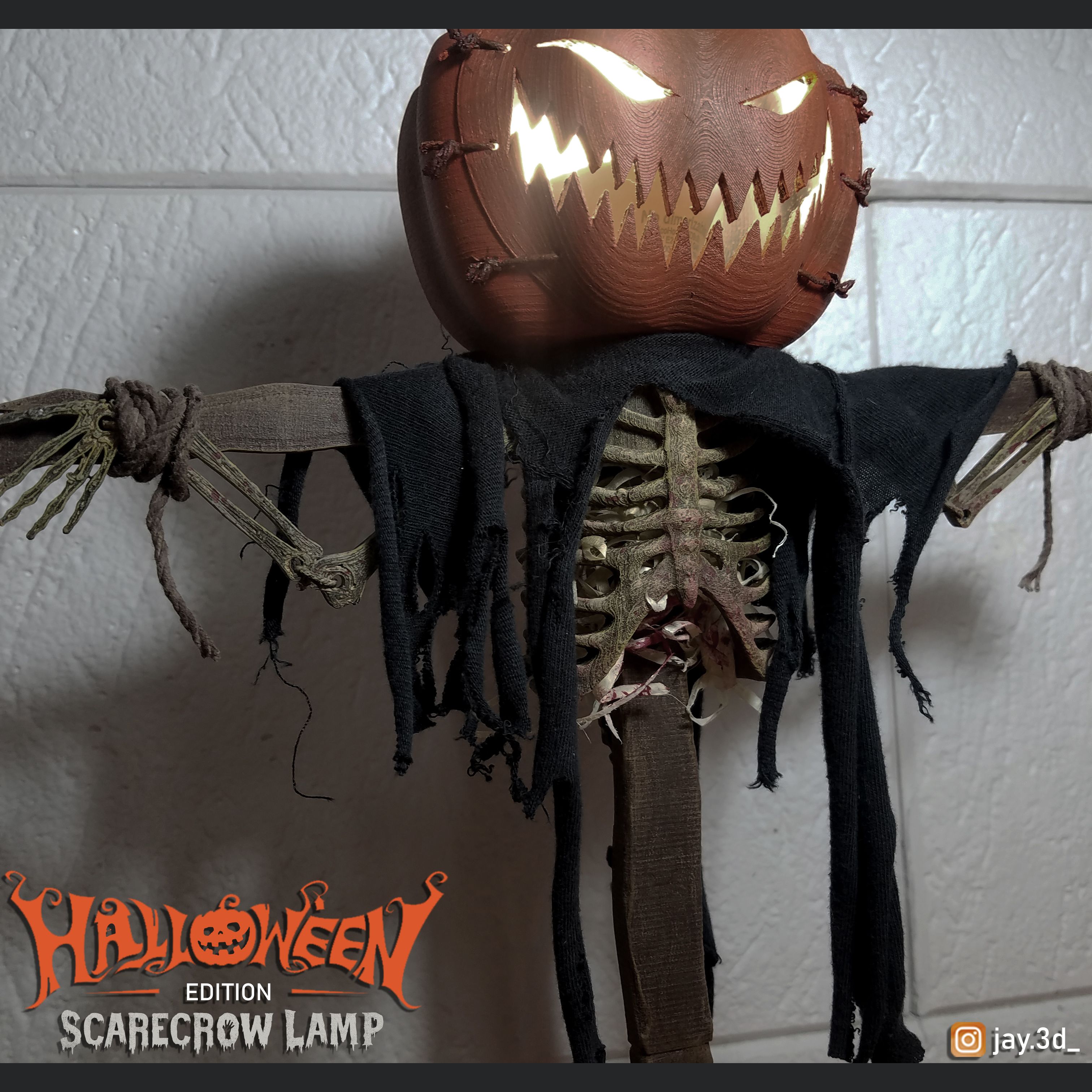 3.jpg STL-Datei Scarecrow Lamp Halloween herunterladen • 3D-druckbare Vorlage, jayceedante
