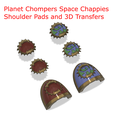 Planet Chompers Space Chappies Shoulder Pads and 3D Transfers is @ i > Planet Chompers Space Chappies Shoulder Pads and 3D Transfers - World Eaters