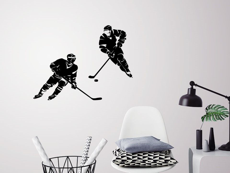 Autocollant Mural Hockey 3D AI Art - Sticker Décoration Graphique Joueur Hockey KW75