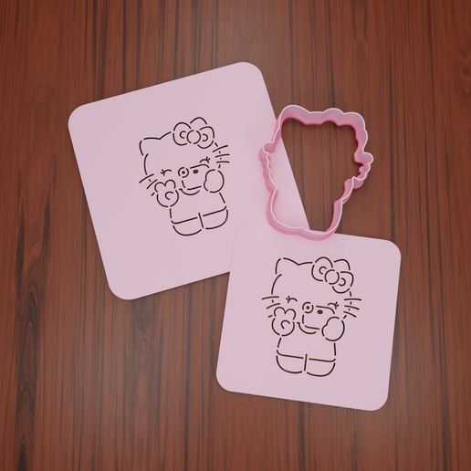 HellowKitty005-Stencil-cutter.jpg Set Stencil + Cutter "Hellow Kitty #1".