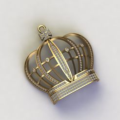6-1.jpg -Datei Crown Anhänger Silber Gold Platin Luxus Schmuck 3DM Druck Modell Halskette herunterladen • Vorlage für den 3D-Druck, tuttodesign