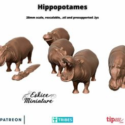 Hippo-1.jpg 3D file Hippos x6 - 28mm・Template to download and 3D print