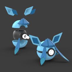 Glaceon_Camera_SOLIDWORKS-Viewport.jpg Fichier STL Glaceon Pokemon Pokeball Éclaté・Design pour imprimante 3D à télécharger