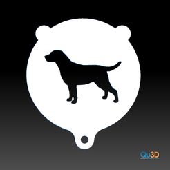 STL-80002-Labrador1.jpg Fichier STL Pochoir pour café au lait ou cappuccino, motif : Labrador・Idée pour impression 3D à télécharger, Bqueisser