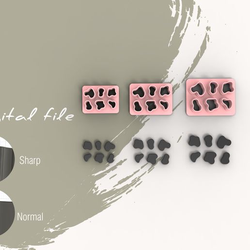 Cow Pattern Polymer Clay Cutter | Digital STL File | 3 Sizes | 2 Cutter Versions 3D model