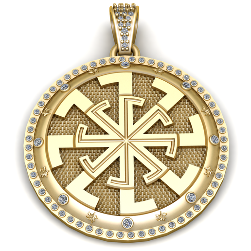 ☀️ Slavic Kolovrat Sun Wheel Pendant Iced Gold Symbol 3D Printable ...
