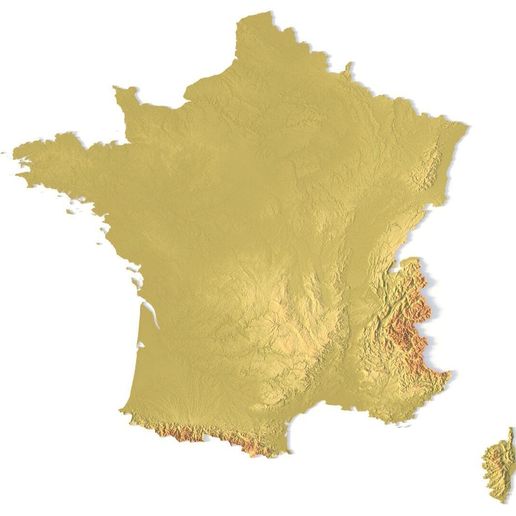 🇫🇷 France Topographic Map – 3D Model for 3D Printing & CNC Carving・ 3D ...