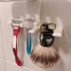 Photo-Front-view.jpeg Free STL file Razor and Shaving Brush Holder for Ikea TISKEN・Template to download and 3D print