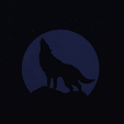 wh.png Airbrush Stencil  Wolf Howling at the Moon