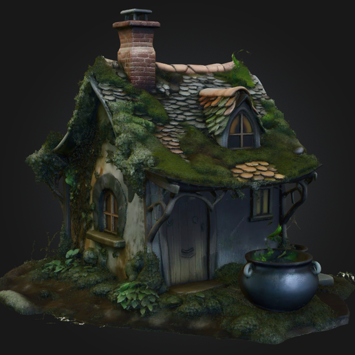Witch's cottage with cauldron - RPG/Tabletop building v2