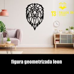 leon.jpg Archivo STL leon geometrizado cuadro decorativo・Objeto imprimible en 3D para descargar