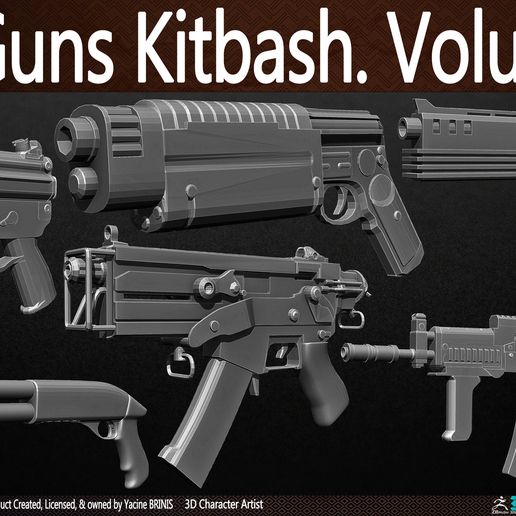 🧨 Pack Of 25 Guns Kitbash Volume 03・ 3D File for 3D printing・Cults