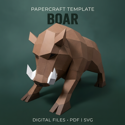 Boar Paper Craft, Papercraft Template, Low Poly 3d