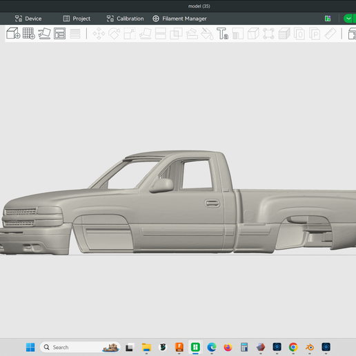 2000 Chevrolet Silverado Z71 4X4 Stepside pickup truck model, hollow body, 1/24 true scale, scalable in size, rc truck rock crawler, trail truck, 3d print, stl file