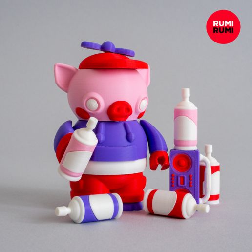 Taggy_Funky_Street-Pig_Toy_by_Rumi_Rumi_09.jpg Taggy Funky Street Pig –  Rumi Blocks Stackable Toy