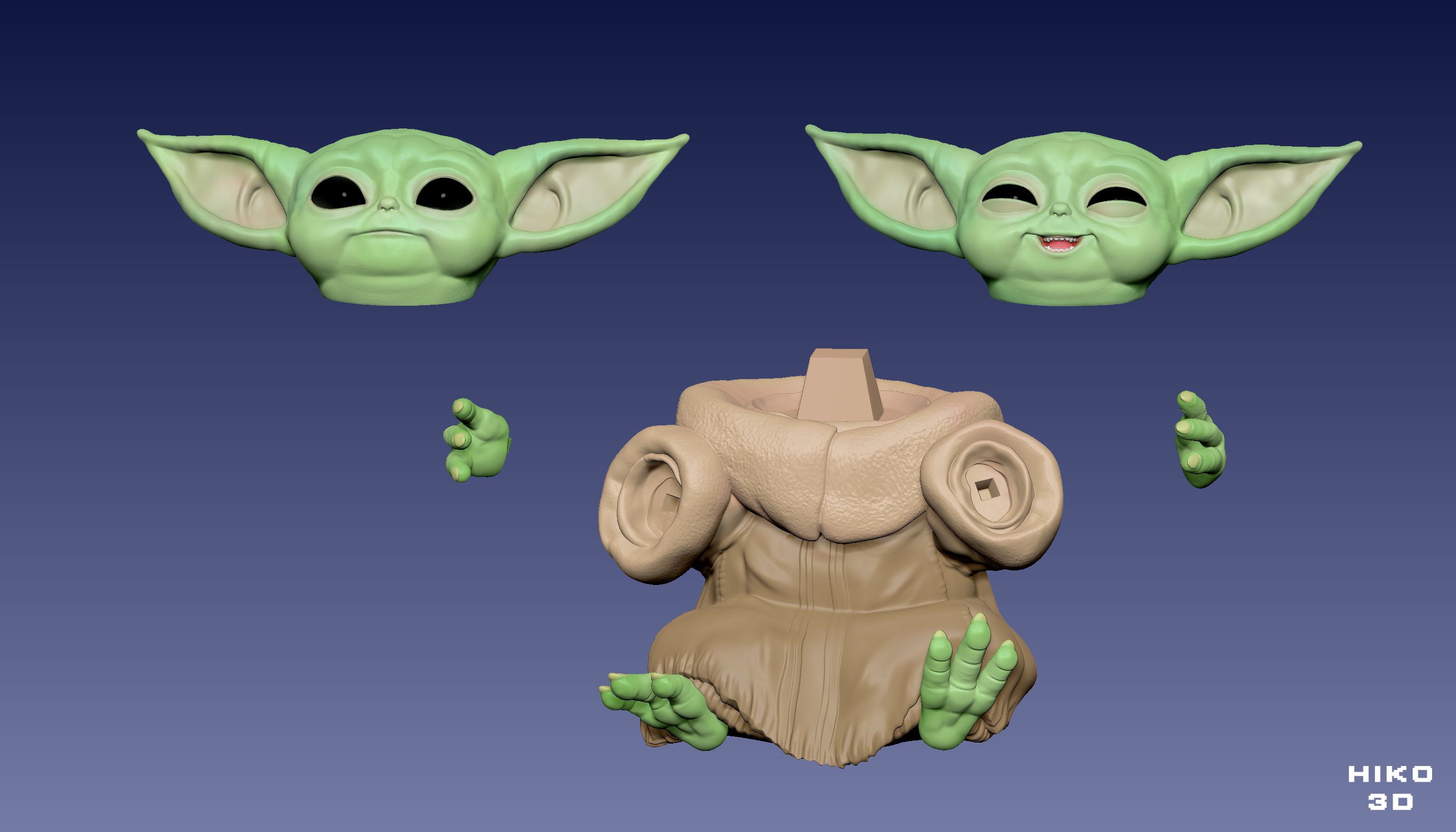 Fichier Stl Baby Yoda Grogu L Enfant Le Mandalorien Impression 3d 3d Fanart Modele A Imprimer En 3d A Telecharger Cults