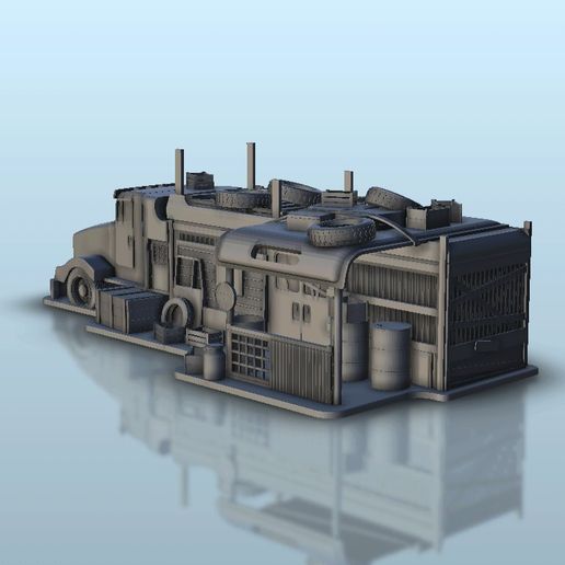1.jpg Post-apocalyptic Truck shelter - Flames of war Bolt Action Warhammer 40 000 Science fiction SF 40k Star Wars Legion Warhordes Grimdark Confrontation