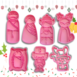 Moldes-Navidad-2021-2.png Download STL file Pack x7 Christmas cookie cutters / 7 Moldes cortantes de Navidad • Design to 3D print, digicuts3d