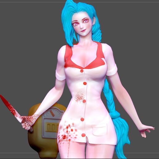JINX SEXY NURSE COSTUME LEAGUE OF LEGENDS PRETTY SEXY GIRL GAME ANIME CHARACTER LOL 3D model