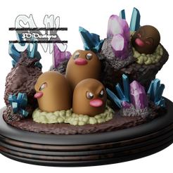Diglett05.png STL file Diglett Dugtrio Pokemon Statue・Template to download and 3D print