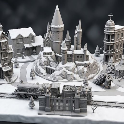 Complete Christmas Wizarding Village – 8 STL Buildings