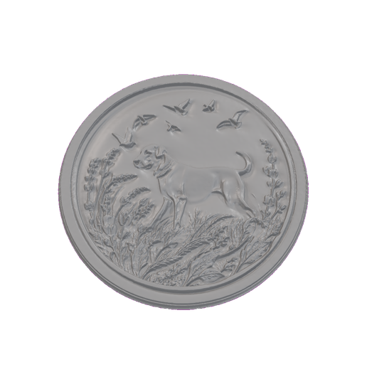 Labrador Dog in Meadow Ringed Medallion STL