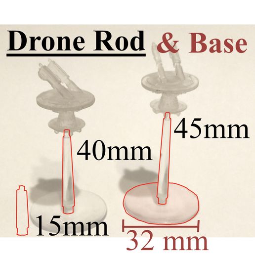 ⚔ Flying Drone Base with Rods・Free STL File for ・Cults