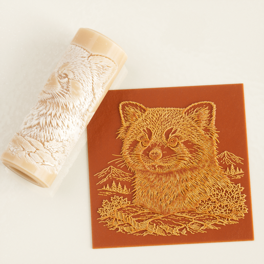 Red Panda Texture Roller STL File – Cute Rustic Wildlife Engraving – Digital Download