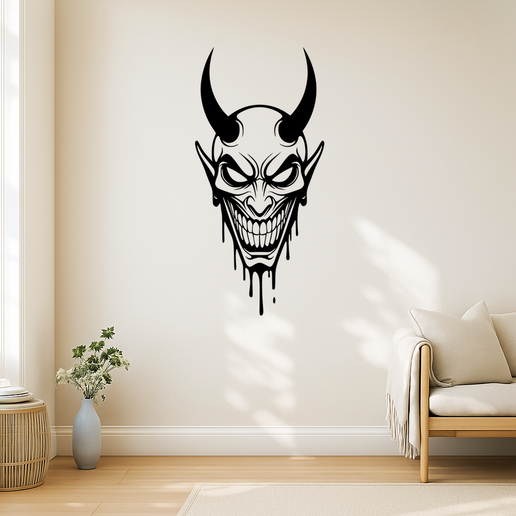 🎃 Horned Demon Halloween - Wall Art Onecolor・ 3D File for 3D printing・Cults