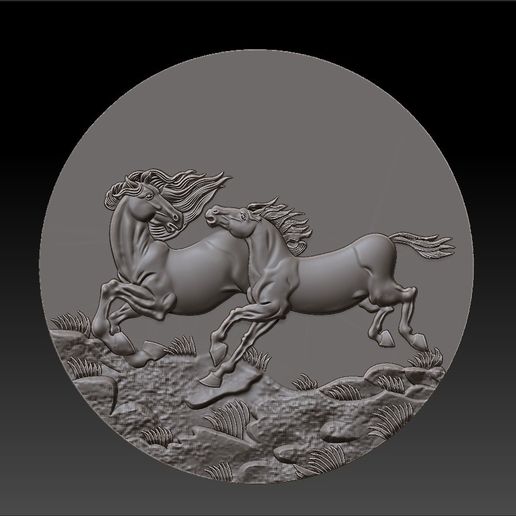 Two_horses2.jpg Free STL file Two horses・Template to download and 3D print, stlfilesfree