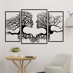 sample.jpg STL file Wall Art Tree Couple Face Shape・Model to download and 3D print
