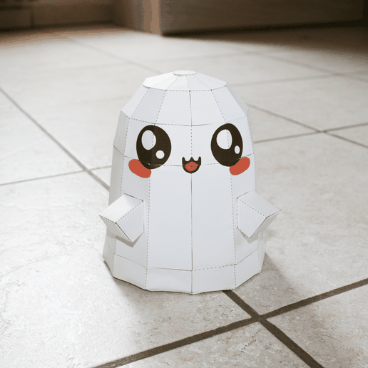 Cute_Ghost_3.png Ghost Lowpoly - Papercraft Template (No 3D Print)