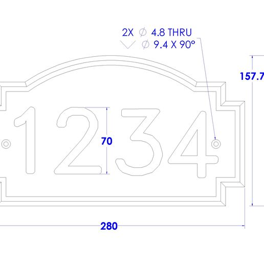 Address Wall Plate - DWG-2.JPG STL file Address Wall Plate with Custom Numbers・3D printer model to download, Trikonics
