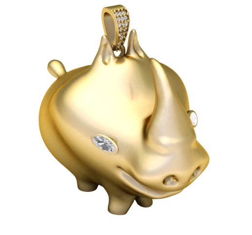 Golden Rhinoceros Pendant
