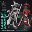 sabrina-the-black-witch-1.jpg Black Witch Tabaxi - Tabaxi Caravan - PRESUPPORTED - 32mm scale - Illustrated & Stats