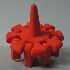Red Top Only.jpg Fichier STL gratuit Spinning Top avec bras articulés・Modèle à télécharger et à imprimer en 3D