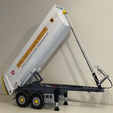 RealViewLifted.png 3D Printable European Style Two Axle Dump Trailer in 1:14 Scale