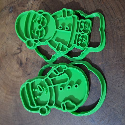 Christmas Cookie Cutter Set STL – Cute Santa Claus with Reindeer Slippers & Snowman, 2 Festive Designs, 10 cm