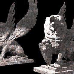 untitled.3695-Copy.png OBJ file Dark Lion statue With wings 2 versions Low poly・3D print object to download