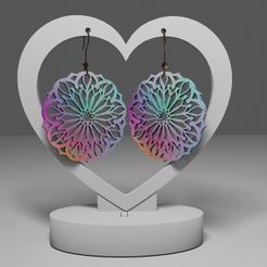 \ a i NO \ Se ; Ss / ee FNS : ; Zia 0A) re] an: : © GENS STL file Mandala earrings 129・3D printable model to download, LC-Designs-