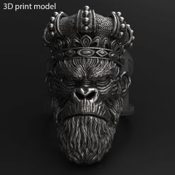 MKWC_vol1_ring_K1.jpg 3D-Datei Affenkönig mit Krone vol1 Ring Schmuck・3D-Druckvorlage zum Herunterladen