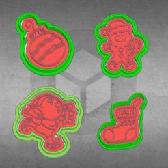 C30A4F09-FBCF-40DA-B1C4-1D3E01605127.jpeg STL file Kit x4 Christmas cutters and markers ( Ball, gingerbread, elf, stocking )・3D printable design to download