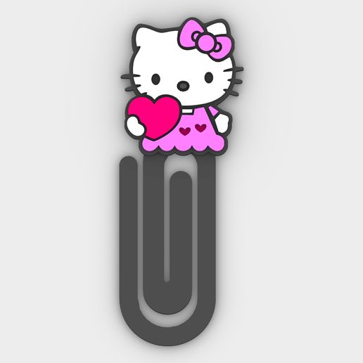hello-kitty-in-love_1-color-_CLM.jpg hello kitty in love - trombone, marque-page - 3MF pre-paintted , STL