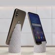 RENDUsquare.jpg Fichier STL gratuit Textured column phone stand・Plan pour impression 3D à télécharger