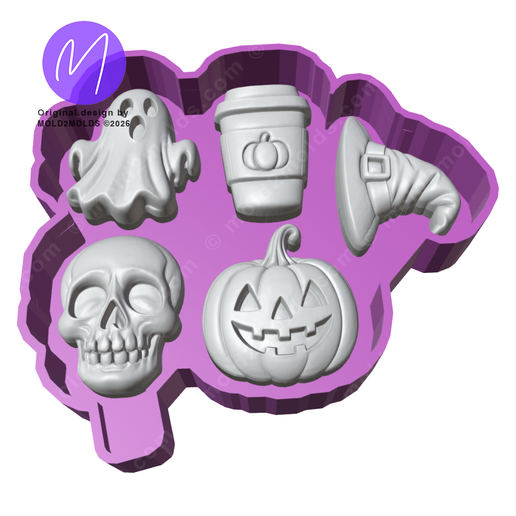 3D Halloween Themed Charm Freshie STL Mold Housing – Set of 5