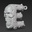 Skull-Themed-E-Letter-Keychain-3D-Print-File-2.jpg Skull-Themed "E" Letter Keychain 3D Print File
