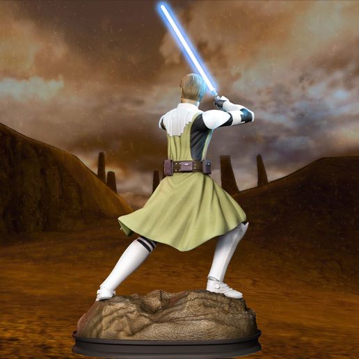 Obi_Wan_Tras.jpg Télécharger fichier STL Obi Wan Kenobi La Guerre des Clones • Objet à imprimer en 3D, Rafael3D